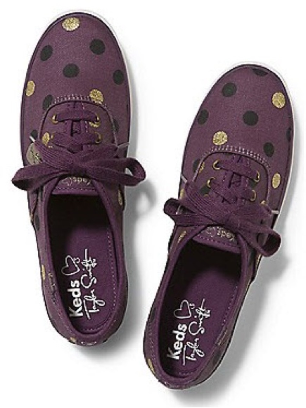 Keds x Taylor Swift Champion Gold Glitter Dot Shoes in Purple